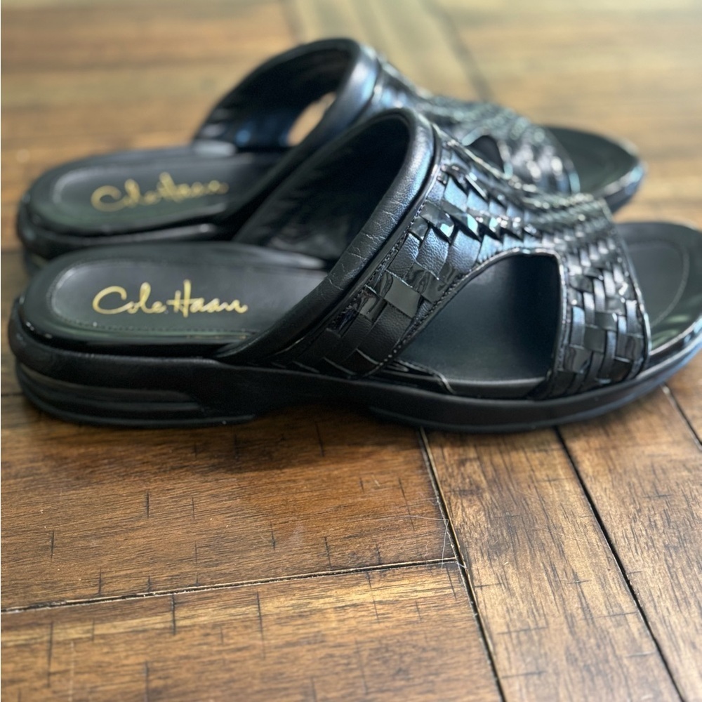Cole Haan Black Woven Sandals Slip-On with Nike Air - Picture 2 of 6